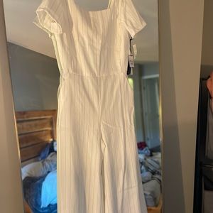 White Pinstripe Jumpsuit